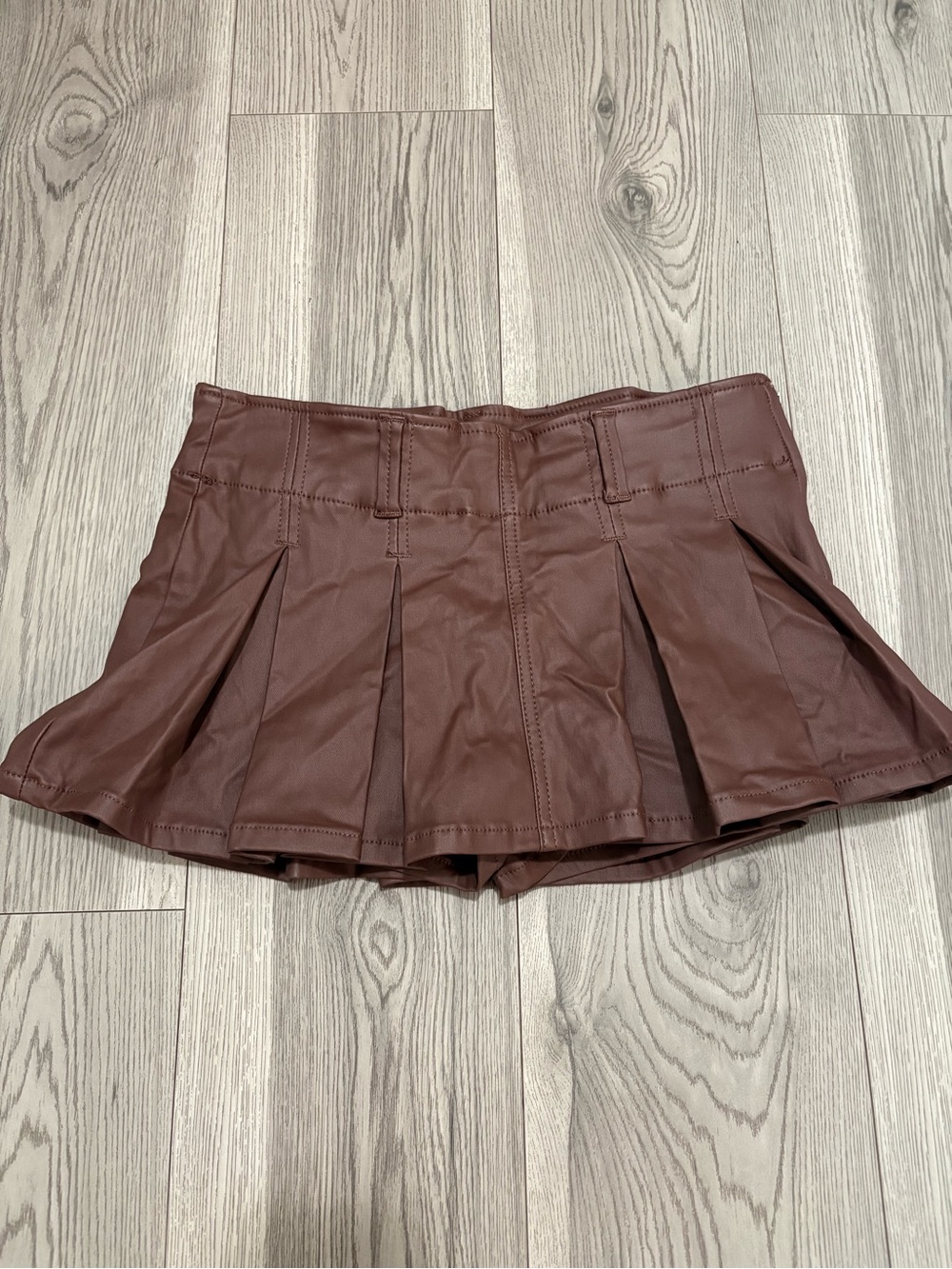 Almost Famous Y2K Brown Faux Leather Mini Skort Size Medium